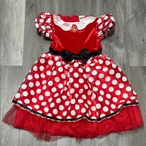 Disney Minnie Mouse  little girls Polka Dot Costume Dress with Bow. Size S (4-6)